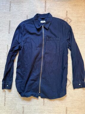 Weekday Men's Navy Denim Zip-Front Casual Shirt / Jacket